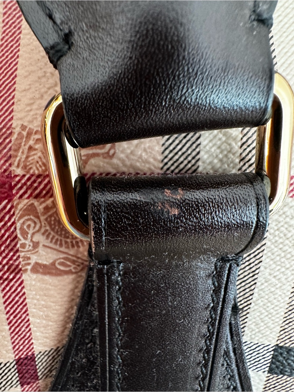 Burberry Beige Vintage Check Satchel with Black Leather Trim - Picture 10 of 16